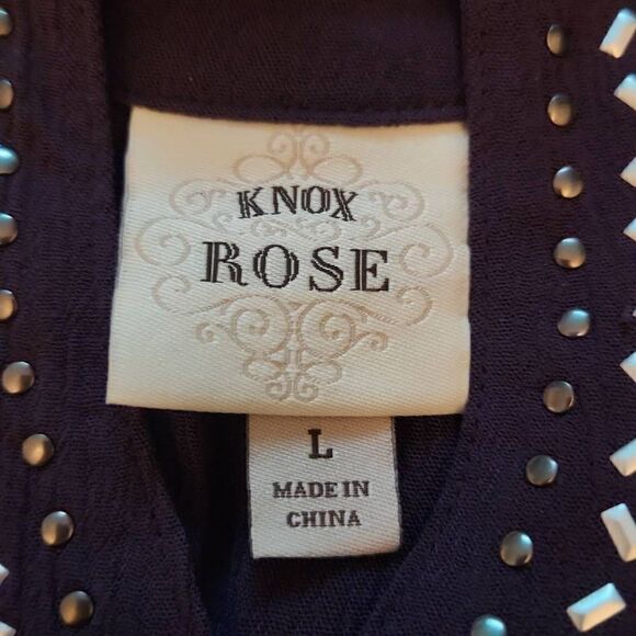 Knox Rose Women's Size Large Purple Studded Boho Cold Shoulder Shirt Dress - Picture 5 of 6
